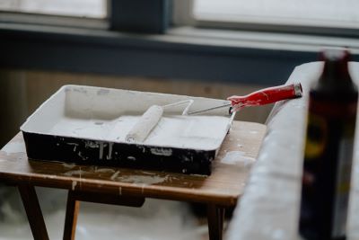 paint primer drying in tray