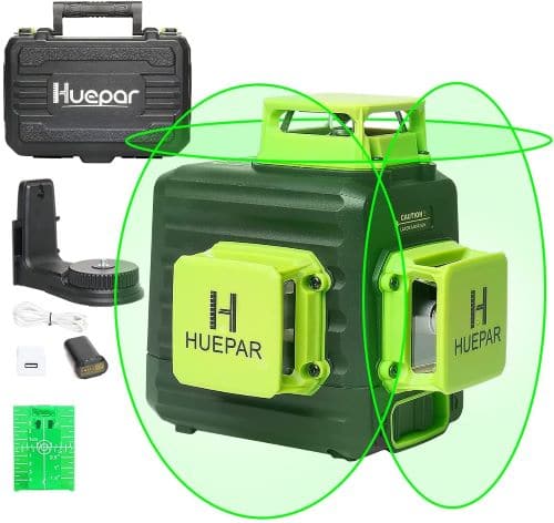 Huepar 3D Cross Line Self-Leveling Laser Level 3 x 360 Green Beam Three-Plane Leveling and Alignment Laser Tool review