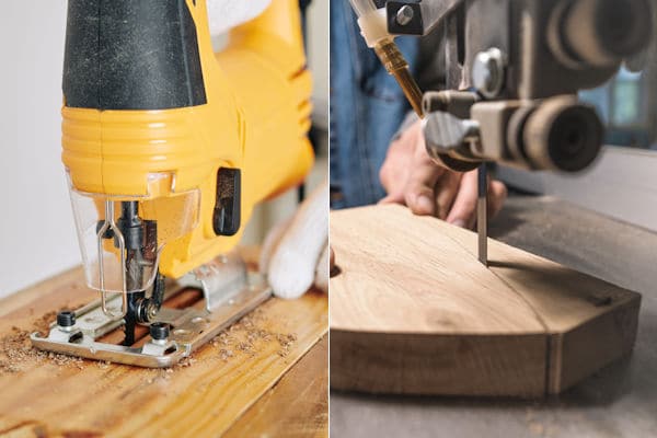 jigsaw and bandsaw cutting wood